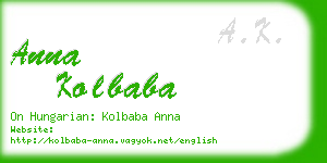 anna kolbaba business card